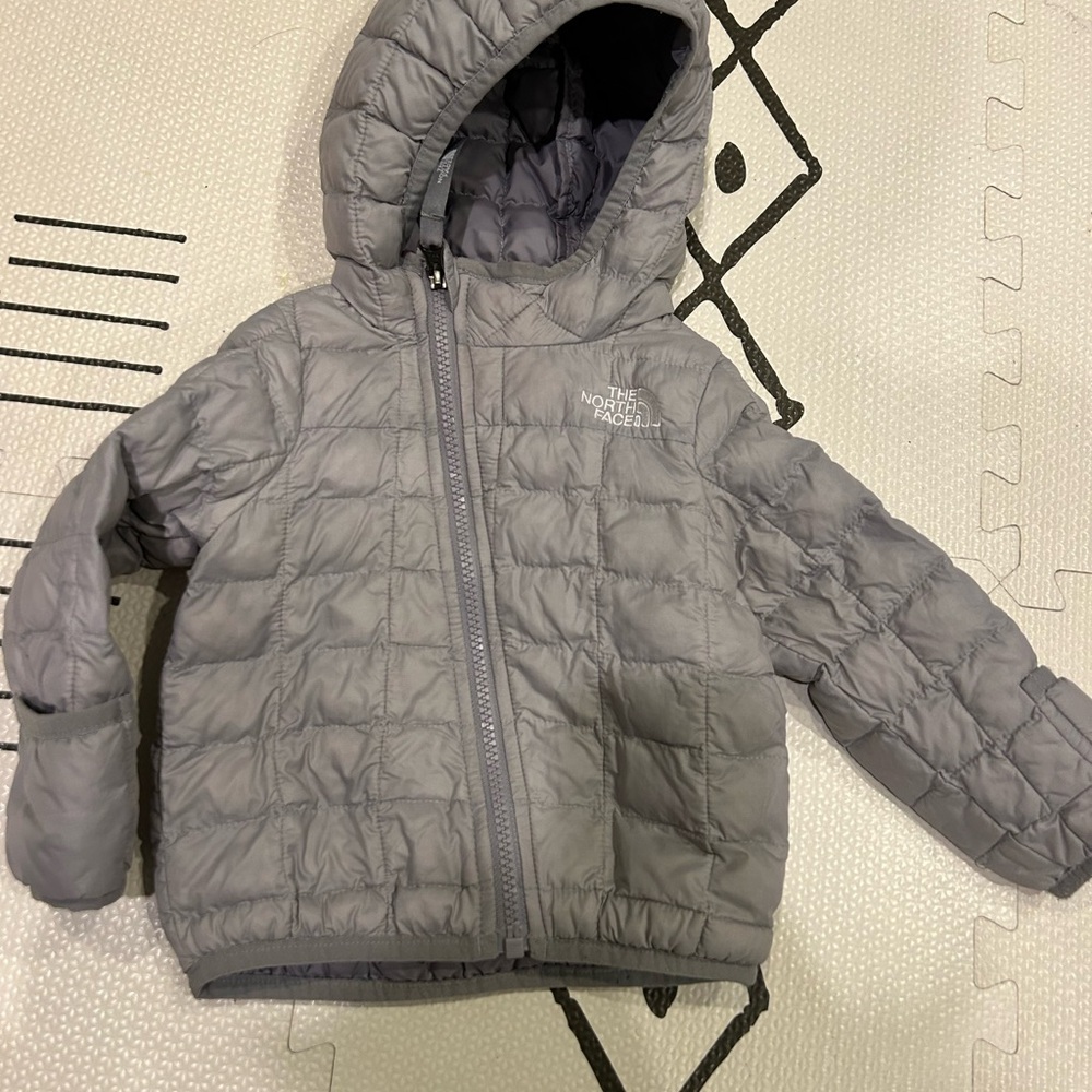 The North Face Light Gray puffer 6-12 months